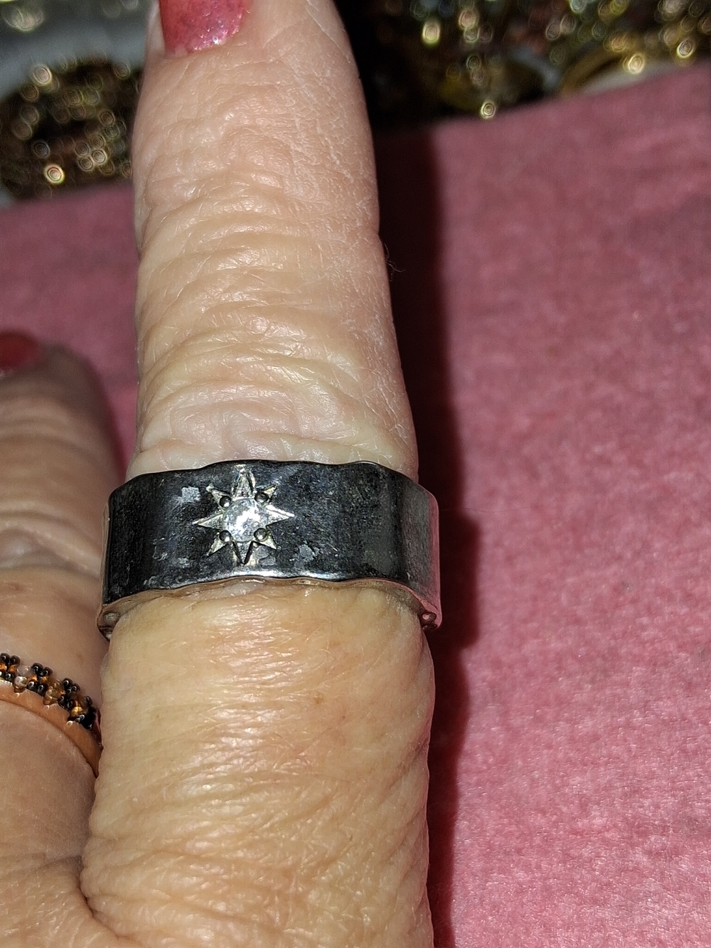 Source Unknown Silver Star Accent Wide Band Ring